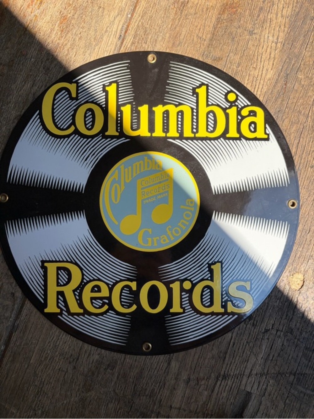 Columbia Yellow Porcelain Enameled Advertising Plaque